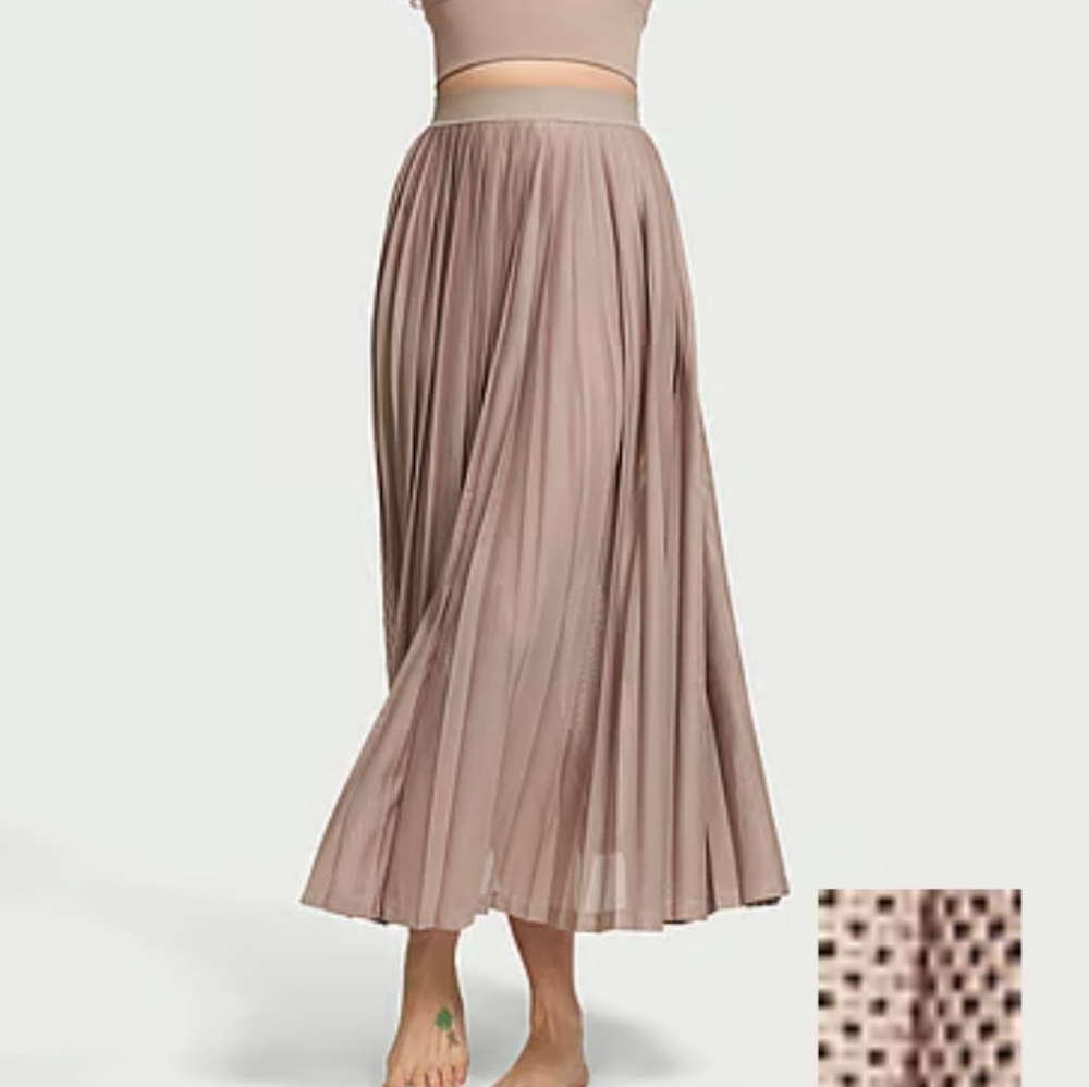 Victoria's Secret Taupe Pleated A-Line Maxi Skirt